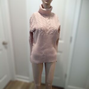 Axcess Pink Turtleneck Size XL Cable Knit Sweater